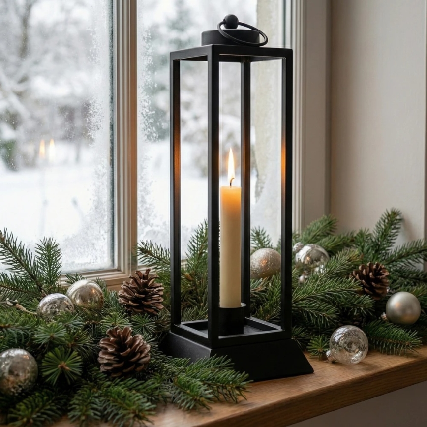 Dekoracyjny lampion HALL 39,5 cm czarny