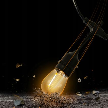 Dekoracyjny łańcuch LED do użytku zewnętrznego 15xE27/1W/230V 15,94 m IP44 czarny