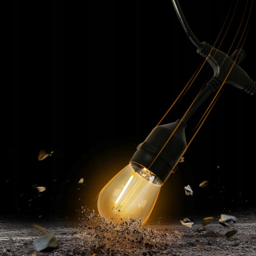 Dekoracyjny łańcuch LED do użytku zewnętrznego 15xE27/1W/230V 15,94 m IP44 czarny