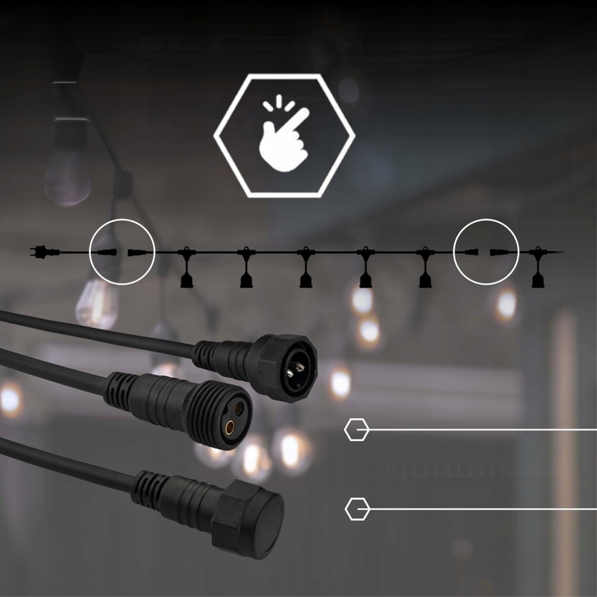 Dekoracyjny łańcuch LED do użytku zewnętrznego 15xE27/1W/230V 15,94 m IP44 czarny