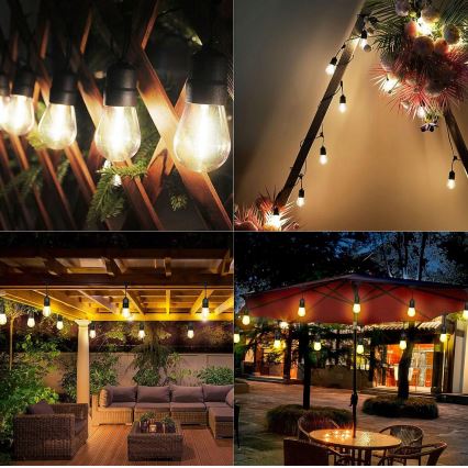 Dekoracyjny łańcuch LED do użytku zewnętrznego 30xE27/1W/230V 16,44 m IP44 czarny