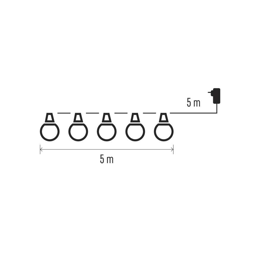Dekoracyjny łańcuch LED do użytku zewnętrznego, 50 diod LED, 10 m, IP44, przezroczysty