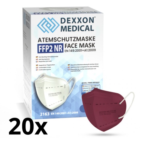 DEXXON MEDICAL Respirator FFP2 NR bordo 20 szt.