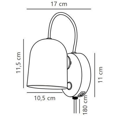 DFTP by Nordlux - Kinkiet punktowy z USB port ANGLE 1xGU10/25W/230V czarny