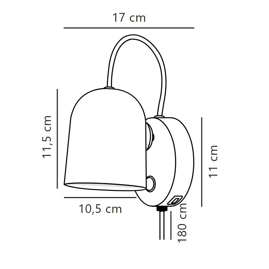 DFTP by Nordlux - Kinkiet punktowy z USB port ANGLE 1xGU10/25W/230V czarny
