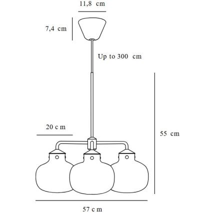 DFTP by Nordlux - Żyrandol na lince RAITO 3xE27/25W/230V