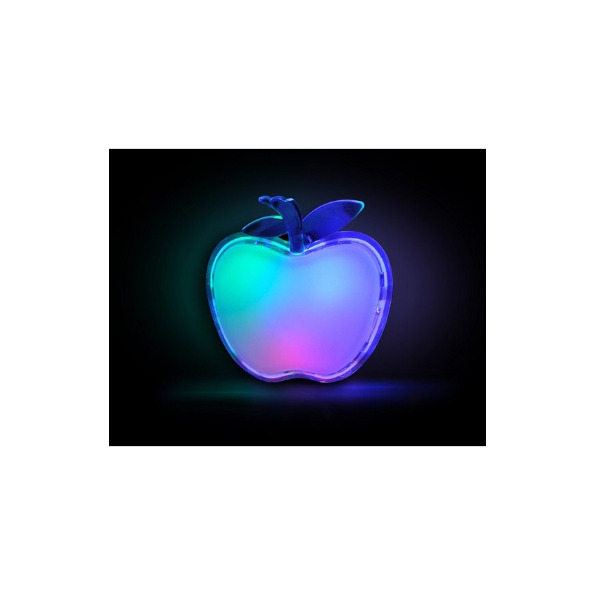 LED RGB Dziecięce światełko nocne  LED-RGB/0,5W/230V jabłko
