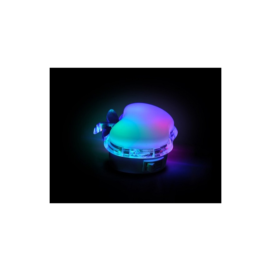 LED RGB Dziecięce światełko nocne  LED-RGB/0,5W/230V jabłko
