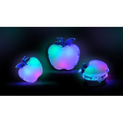 LED RGB Dziecięce światełko nocne  LED-RGB/0,5W/230V jabłko