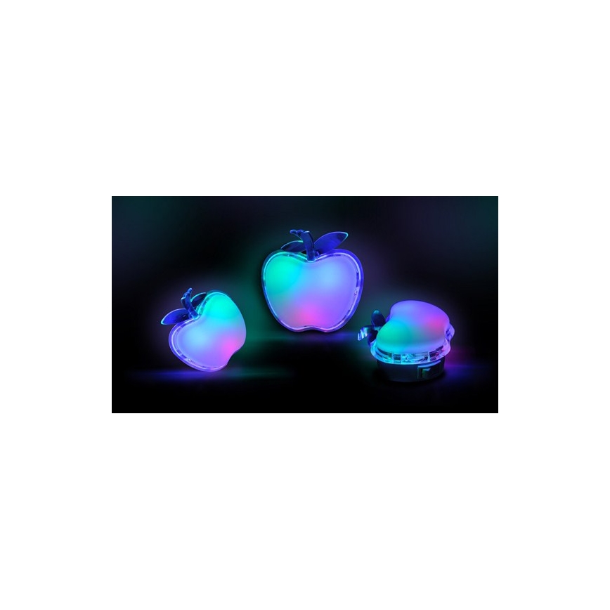 LED RGB Dziecięce światełko nocne  LED-RGB/0,5W/230V jabłko