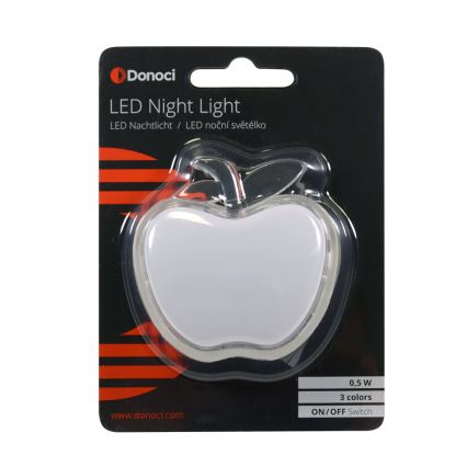 LED RGB Dziecięce światełko nocne  LED-RGB/0,5W/230V jabłko