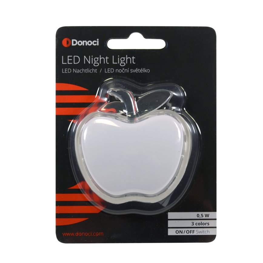 LED RGB Dziecięce światełko nocne  LED-RGB/0,5W/230V jabłko