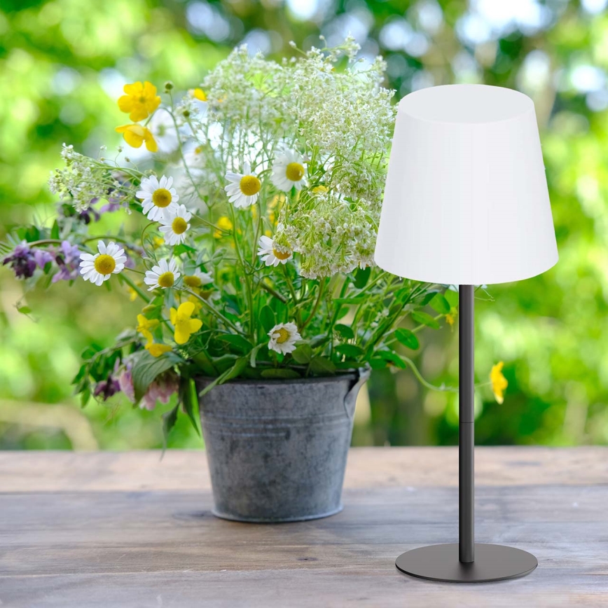 LED RGBW dotykowa, ściemnialna zewnętrzna lampa stołowa LUCIA LED/2W/5V 1800/2700/6500K 3600 mAh IP44 czarna