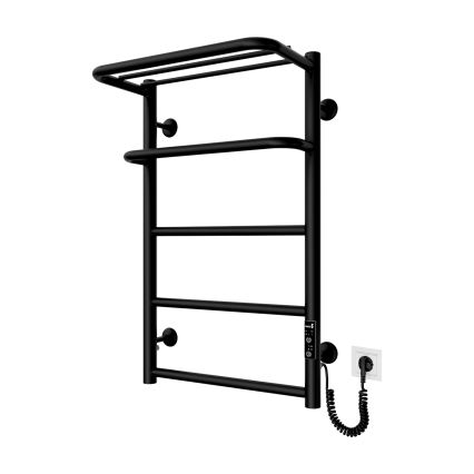 Drabinkowy grzejnik łazienkowy HOTEL 75W/230V 66x42 cm stal nierdzewna/czarny, prawy