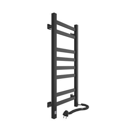 Grzejnik łazienkowy drabinkowy z termostatem AVANGARD 251W/230V 80,6cm IP44 czarny prawy kwadratowy