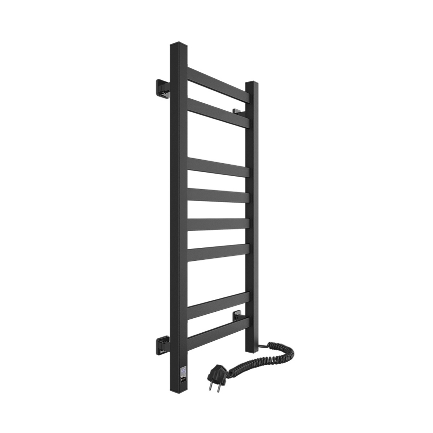 Grzejnik łazienkowy drabinkowy z termostatem AVANGARD 251W/230V 80,6cm IP44 czarny prawy kwadratowy