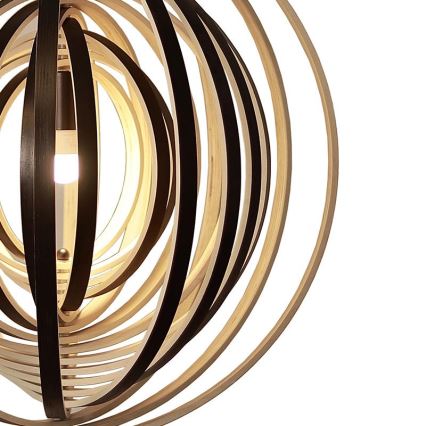 Drewniana lampa wisząca na lince 1xE27/60W/230V średnica 50 cm lite drewno/fornir/kauczukowiec
