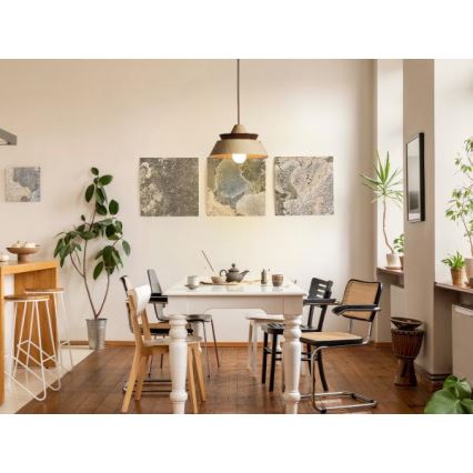 Drewniana lampa wisząca na przewodzie 1xE27/60W/230V, średnica 33 cm, lite drewno/dąb/orzech/kauczukowiec