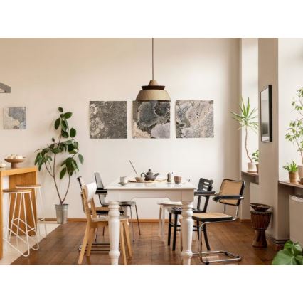 Drewniana lampa wisząca na przewodzie 1xE27/60W/230V, średnica 33 cm, lite drewno/dąb/orzech/kauczukowiec