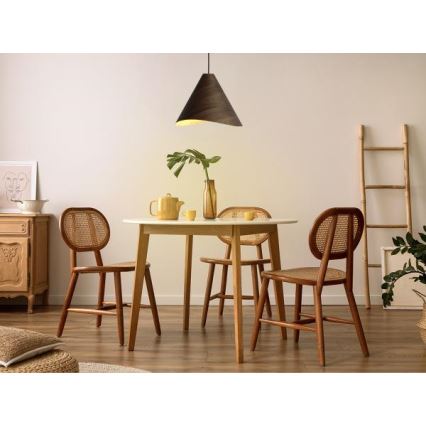 Drewniany żyrandol na lince 1xE27/60W/230V śr. 45 cm lite drewno/orzech/drewno kauczukowe