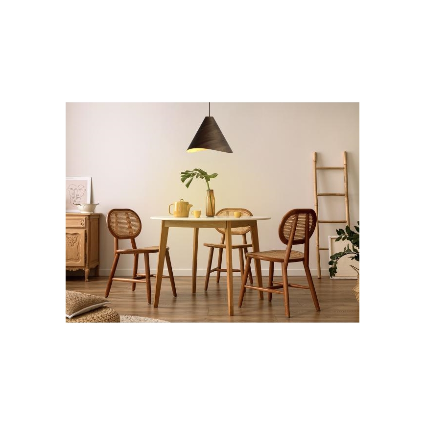 Drewniany żyrandol na lince 1xE27/60W/230V śr. 45 cm lite drewno/orzech/drewno kauczukowe