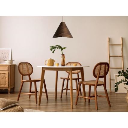 Drewniany żyrandol na lince 1xE27/60W/230V śr. 45 cm lite drewno/orzech/drewno kauczukowe