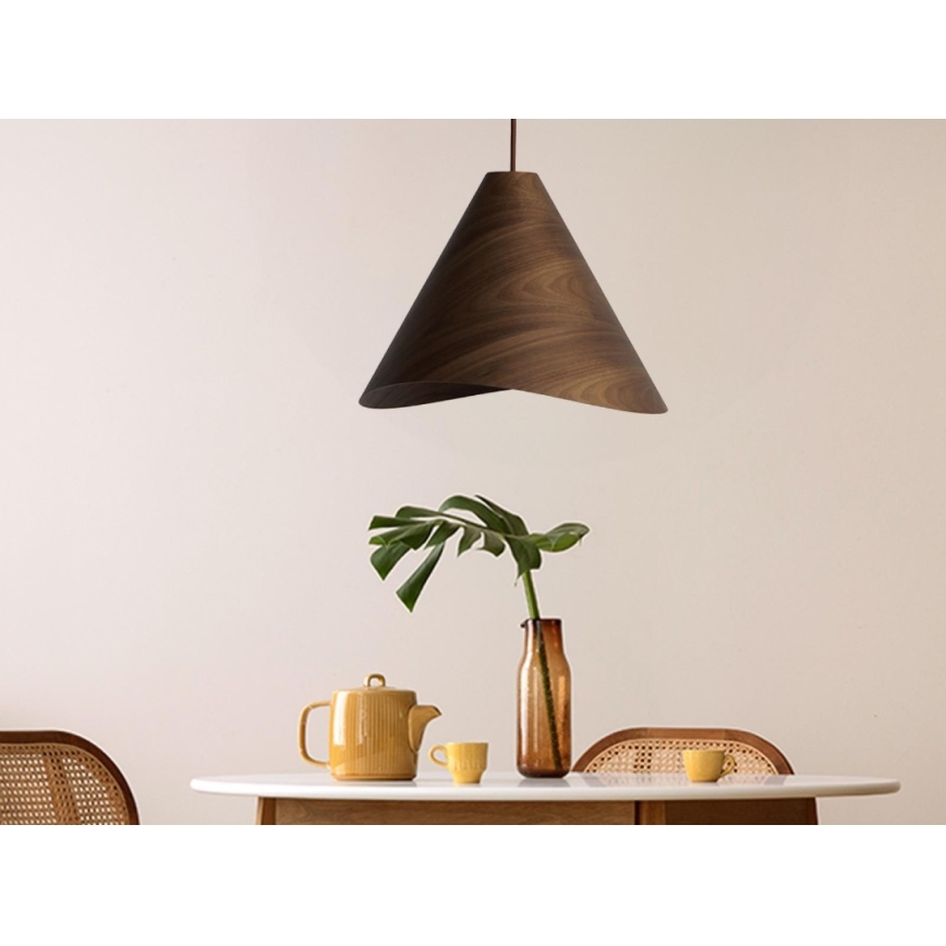 Drewniany żyrandol na lince 1xE27/60W/230V śr. 45 cm lite drewno/orzech/drewno kauczukowe