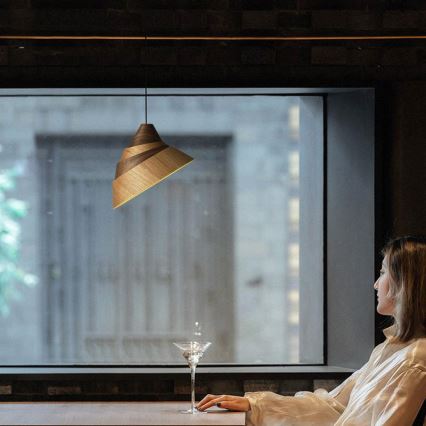 Drewniany żyrandol na lince 1xE27/60W/230V Ø 33 cm lite drewno/dąb/orzech/kauczukowiec