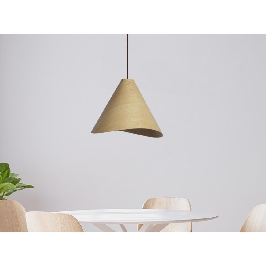 Drewniany żyrandol na przewodzie 1xE27/60W/230V śr. 33 cm lite drewno/dąb/kauczukowiec