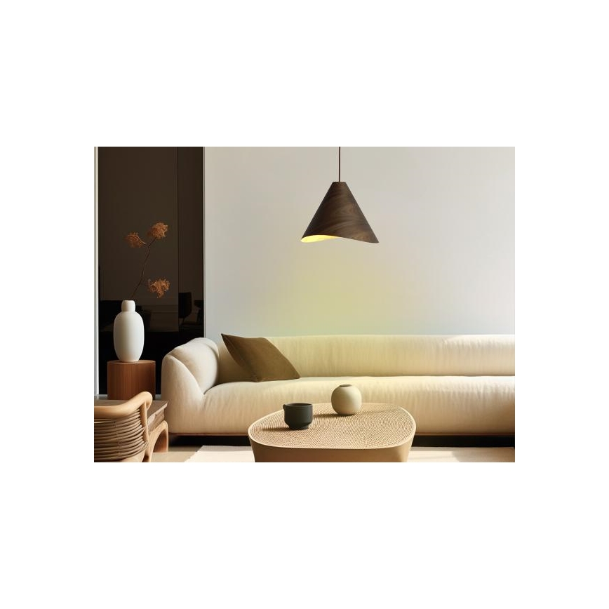 Drewniany żyrandol na przewodzie 1xE27/60W/230V śr. 33 cm lite drewno/orzech/kauczukowiec