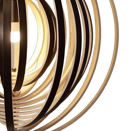 Drewniany żyrandol na przewodzie 1xE27/60W/230V śr. 43,5 cm lite drewno/fornir/drewno kauczukowe