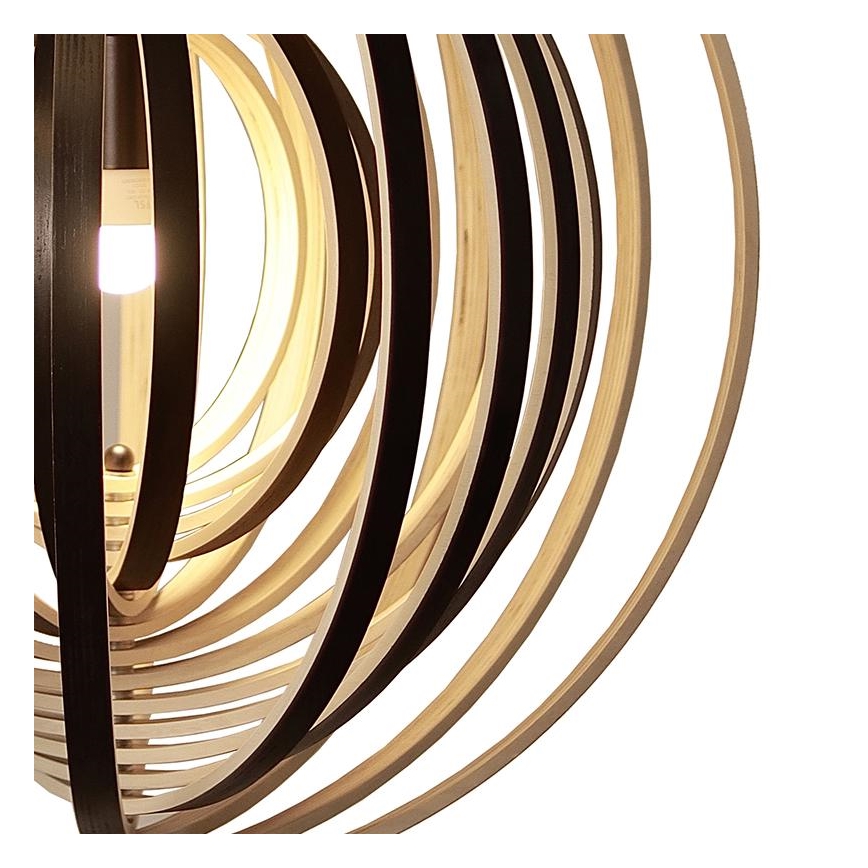 Drewniany żyrandol na przewodzie 1xE27/60W/230V śr. 43,5 cm lite drewno/fornir/drewno kauczukowe