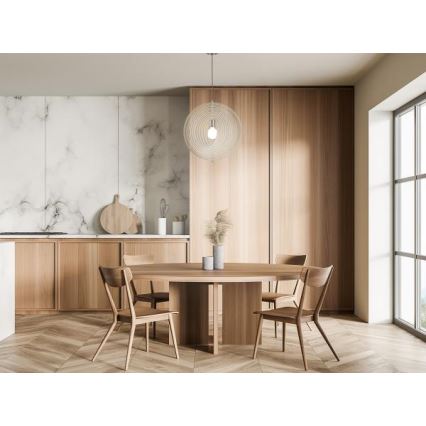 Drewniany żyrandol na przewodzie 1xE27/60W/230V śr. 43,5 cm lite/fornir/buk/drewno kauczukowe