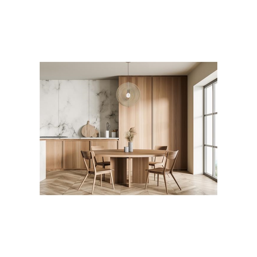 Drewniany żyrandol na przewodzie 1xE27/60W/230V śr. 43,5 cm lite/fornir/buk/drewno kauczukowe