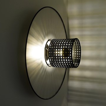 Duolla - Kinkiet TOKYO RATTAN 1xE27/15W/230V śr. 50 cm srebrny/czarny