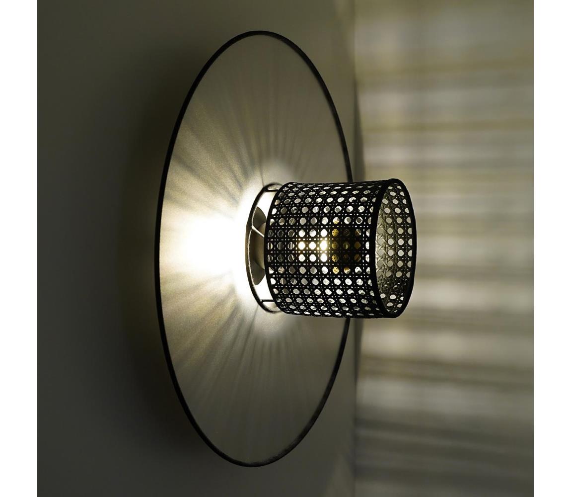 - Kinkiet TOKYO RATTAN 1xE27/15W/230V śr. 50 cm srebrny/czarny