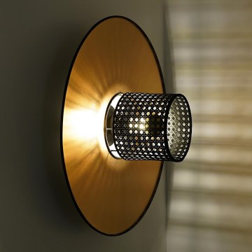Duolla - Kinkiet TOKYO RATTAN 1xE27/15W/230V śr. 50 cm złoty/czarny