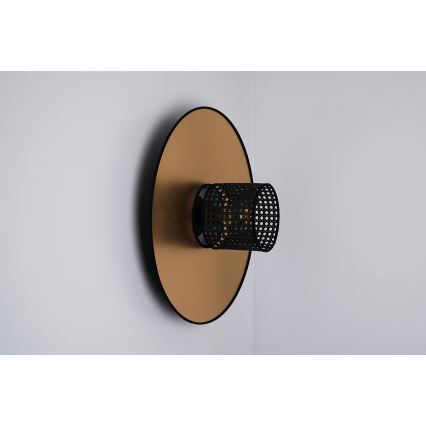 Duolla - Kinkiet TOKYO RATTAN 1xE27/15W/230V śr. 50 cm złoty/czarny