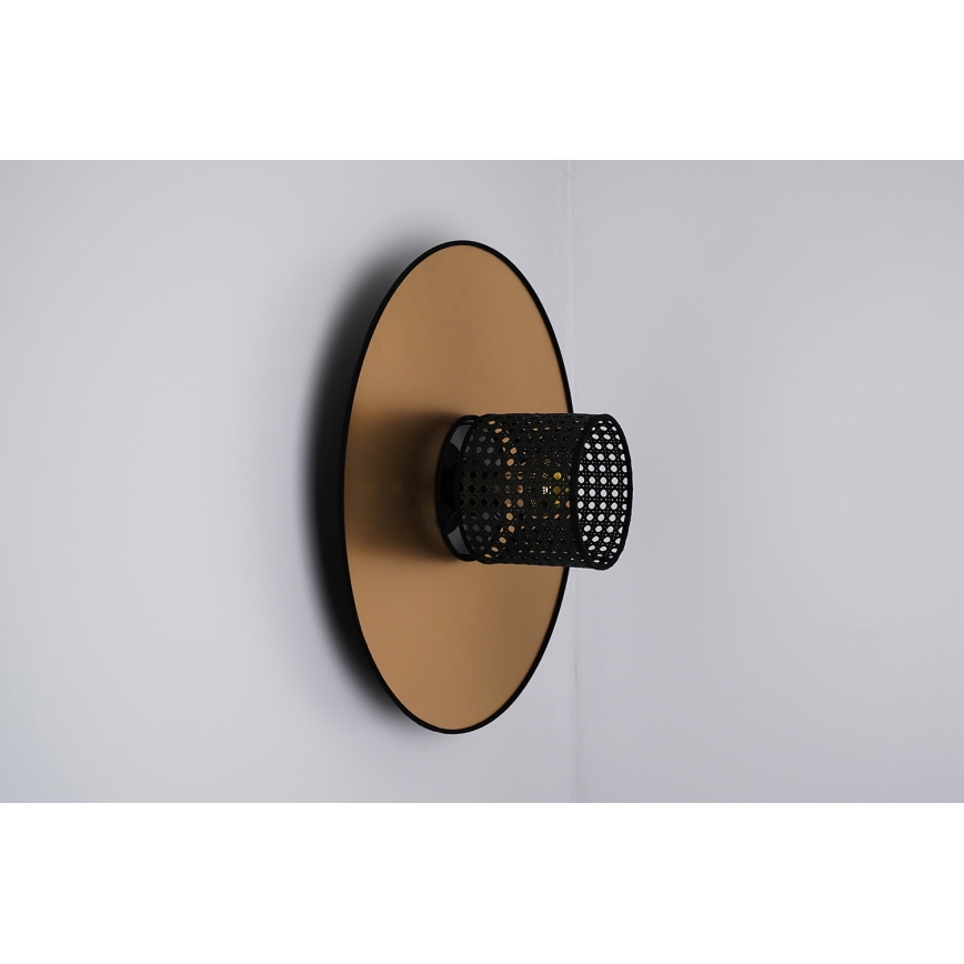 Duolla - Kinkiet TOKYO RATTAN 1xE27/15W/230V śr. 50 cm złoty/czarny