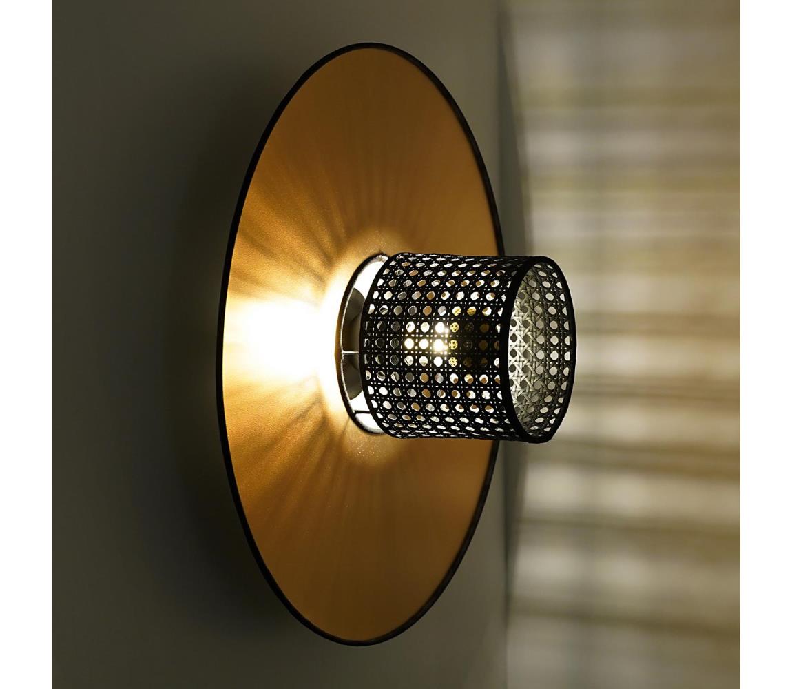 - Kinkiet TOKYO RATTAN 1xE27/15W/230V śr. 50 cm złoty/czarny