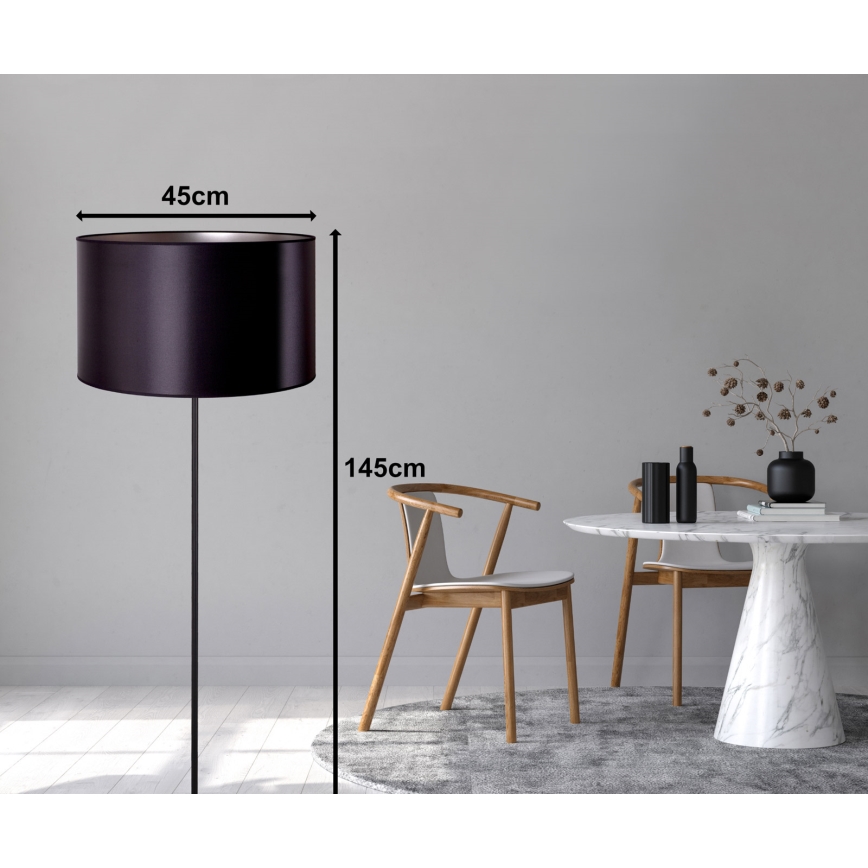 Duolla - Lampa podłogowa CANNES 1xE27/15W/230V śr. 45 cm czarna/srebrna