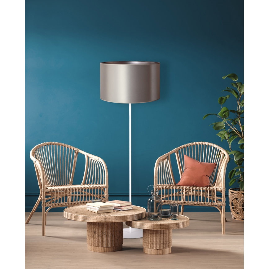 Duolla - Lampa podłogowa CANNES 1xE27/15W/230V śr. 45 cm srebrna/biała
