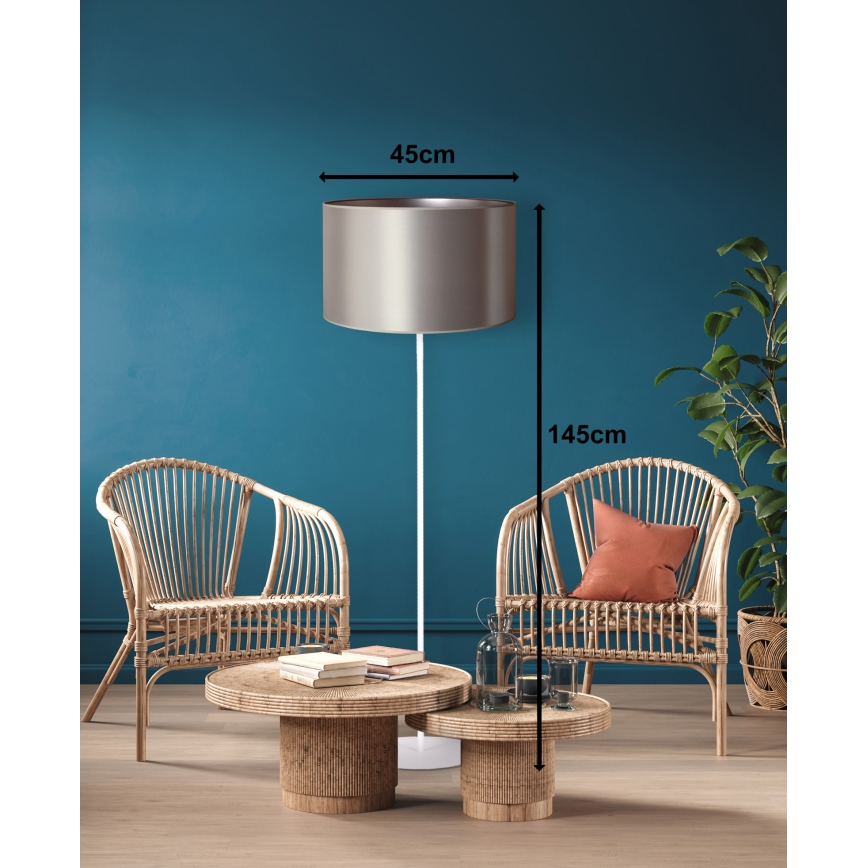 Duolla - Lampa podłogowa CANNES 1xE27/15W/230V śr. 45 cm srebrna/biała
