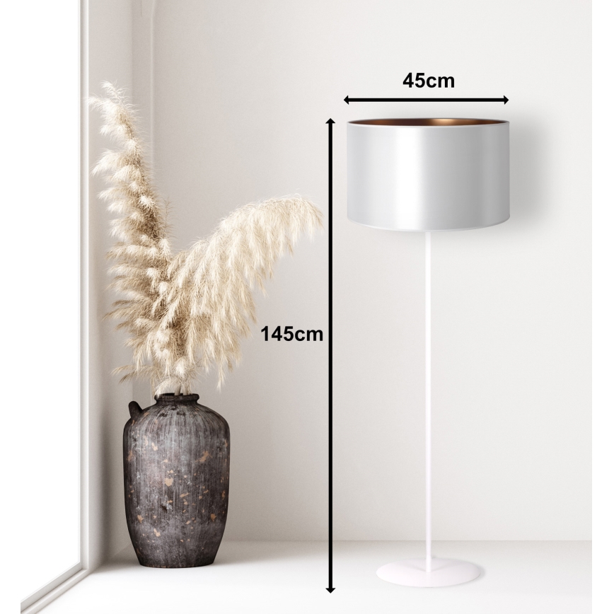 Duolla - Lampa podłogowa CANNES 1xE27/15W/230V śr. 45 cm srebrna/miedź/biała