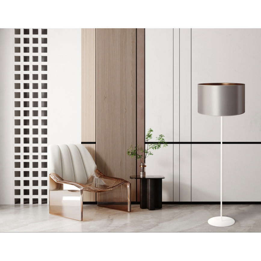 Duolla - Lampa podłogowa CANNES 1xE27/15W/230V śr. 45 cm srebrna/miedź/biała