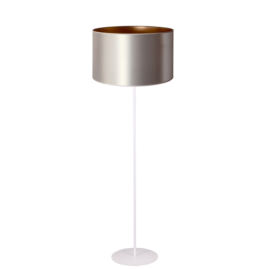 Duolla - Lampa podłogowa CANNES 1xE27/15W/230V śr. 45 cm srebrna/miedź/biała