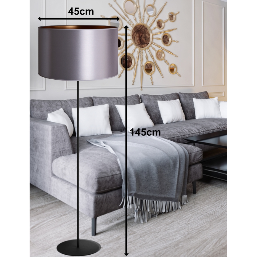Duolla - Lampa podłogowa CANNES 1xE27/15W/230V śr. 45 cm srebrna/miedź/czarna