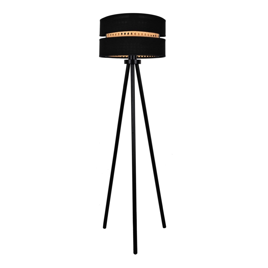 Duolla - Lampa podłogowa DUO 1xE27/15W/230V śr. 40 cm czarna/rattan
