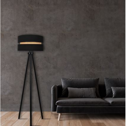 Duolla - Lampa podłogowa DUO 1xE27/15W/230V śr. 40 cm czarna/rattan