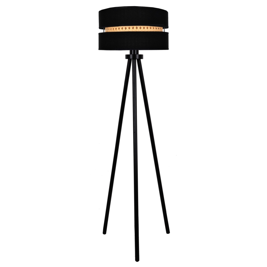 Duolla - Lampa podłogowa DUO 1xE27/15W/230V śr. 40 cm czarna/rattan